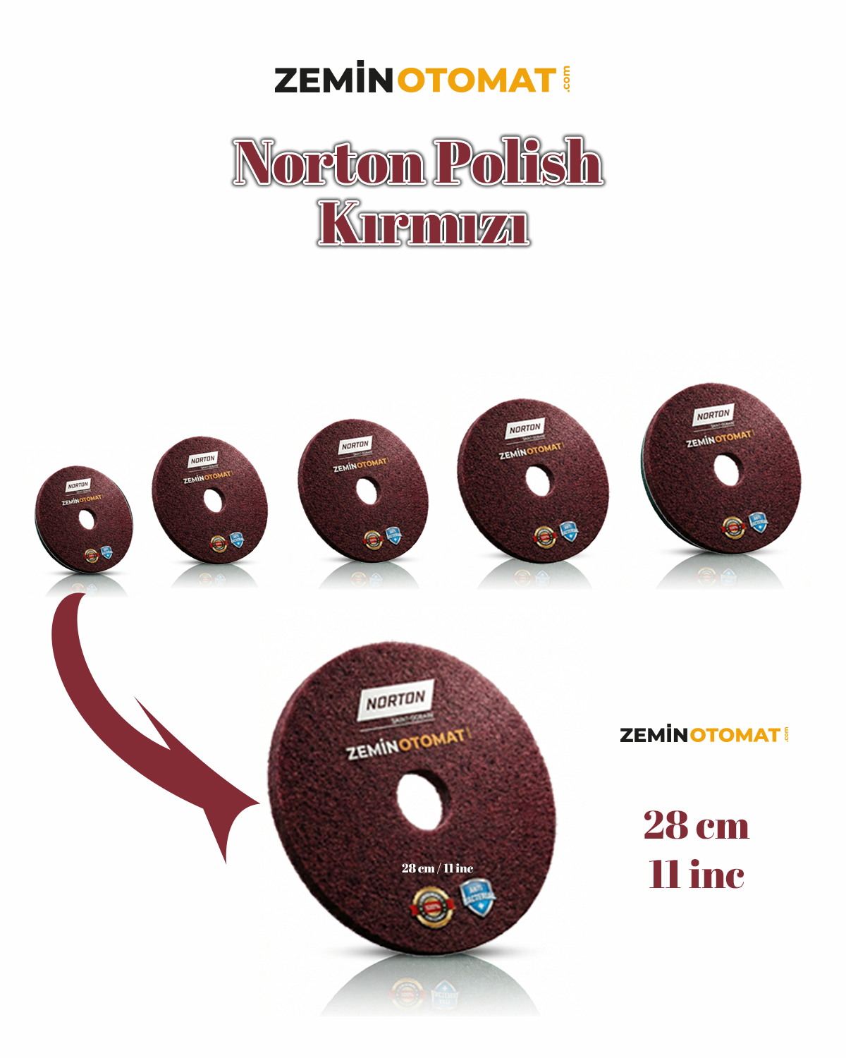 Norton Polish Kırmızı Zemin Temizleme Pedi (Antimikrobiyal)