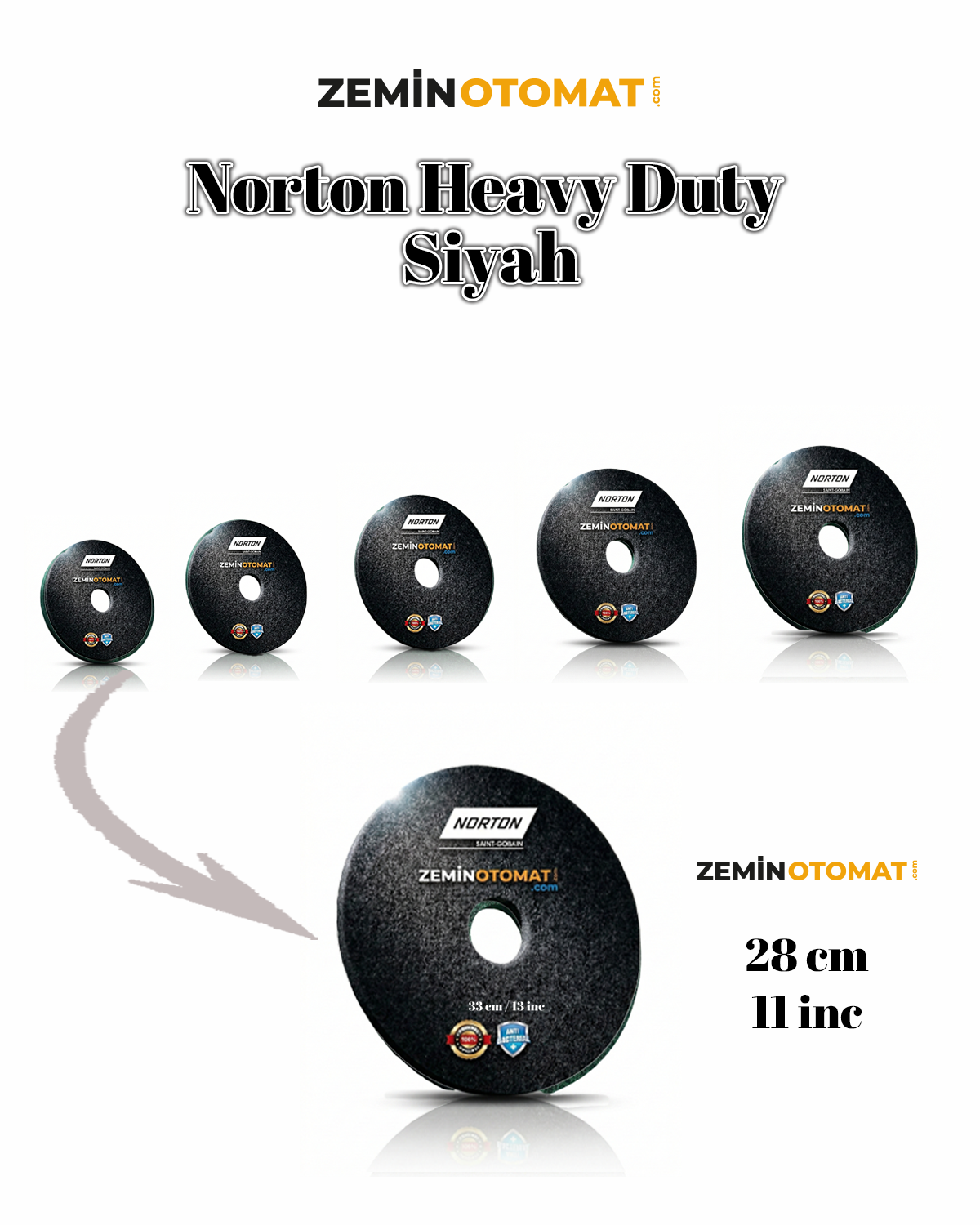 Norton Heavy Duty Siyah Zemin Temizleme Pedi (Antimikrobiyal)