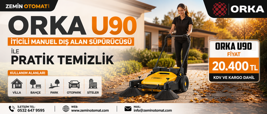 Orka U 90 İticili Manuel Dış Alan Süpürücüsü ile Pratik Temizlik