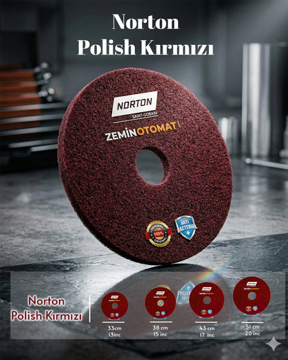 Norton Polish Kırmızı Zemin Temizleme Pedi (Antimikrobiyal)