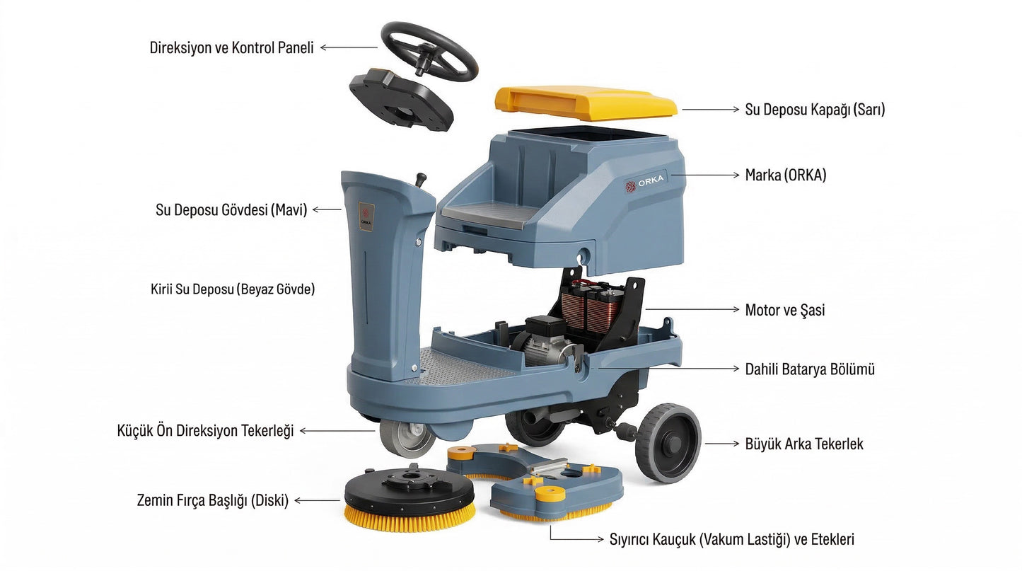 Orka K70 Binmeli Zemin Temizleme Makinesi (Çift Fırçalı)