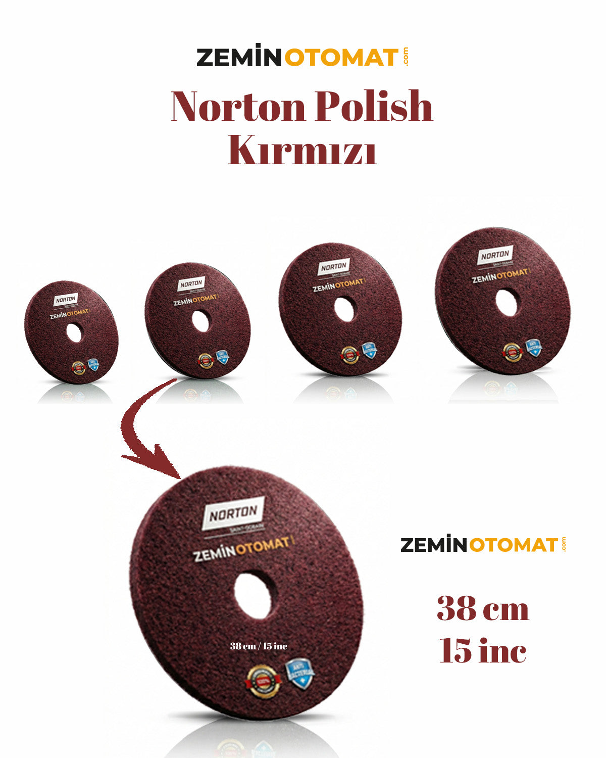 Norton Polish Kırmızı Zemin Temizleme Pedi (Antimikrobiyal)