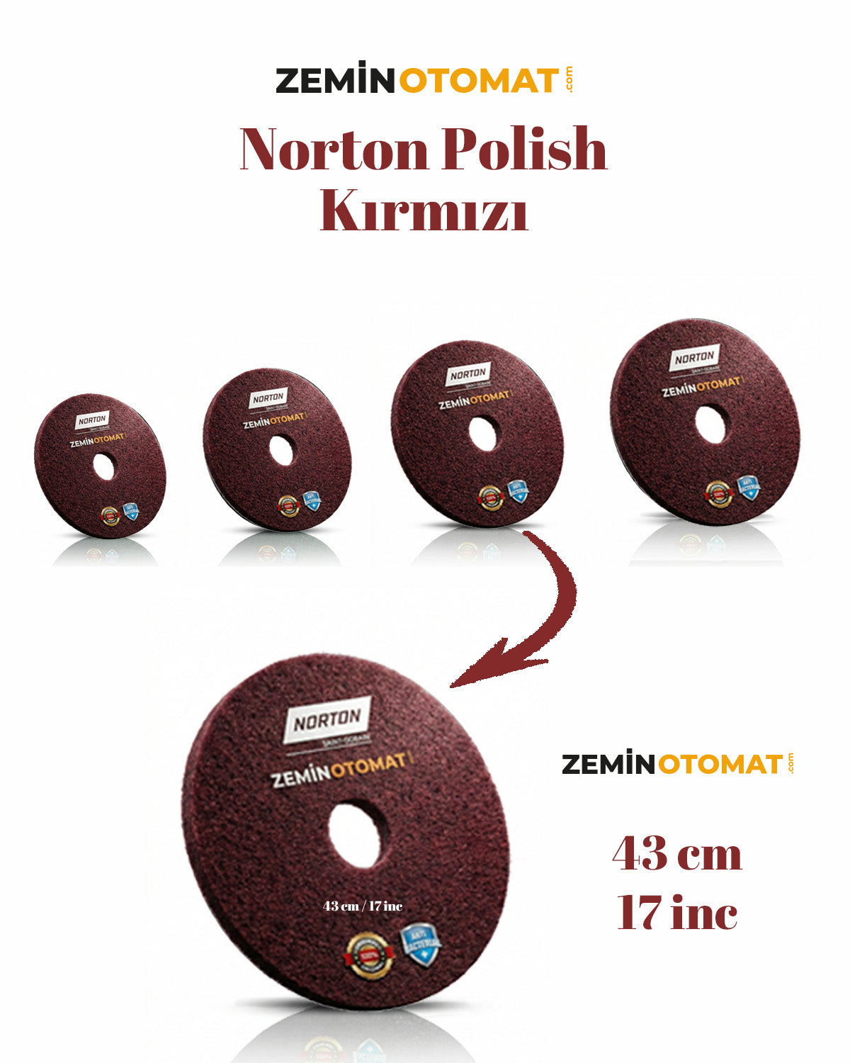 Norton Polish Kırmızı Zemin Temizleme Pedi (Antimikrobiyal)
