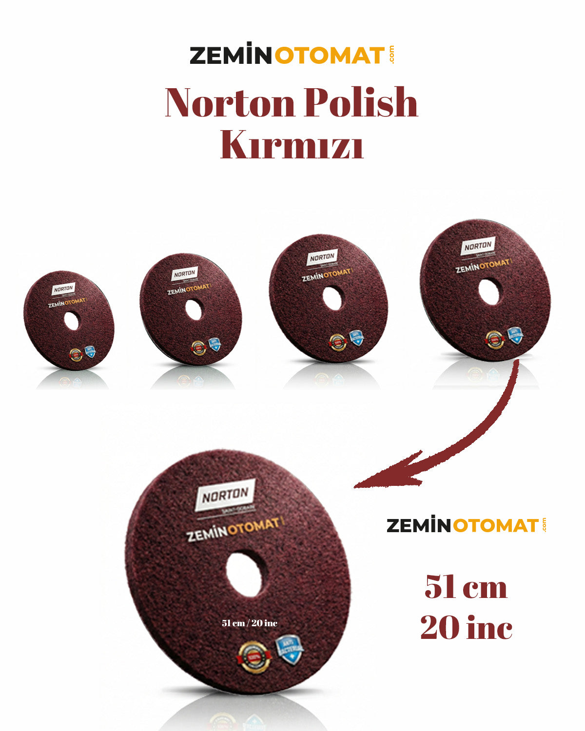Norton Polish Kırmızı Zemin Temizleme Pedi (Antimikrobiyal)