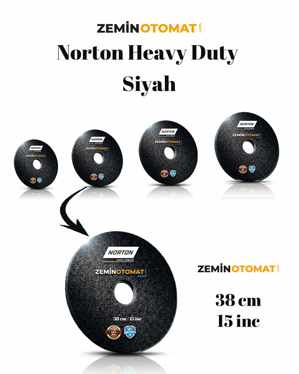 Norton Heavy Duty Siyah Zemin Temizleme Pedi (Antimikrobiyal)