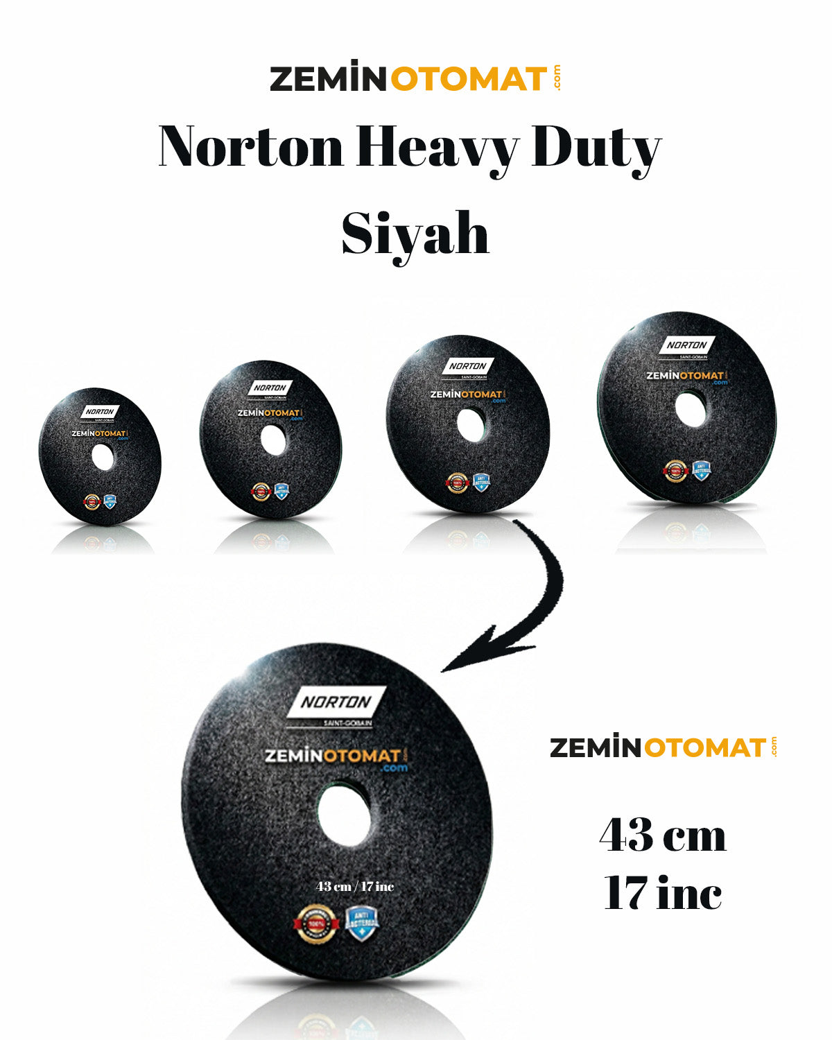 Norton Heavy Duty Siyah Zemin Temizleme Pedi (Antimikrobiyal)
